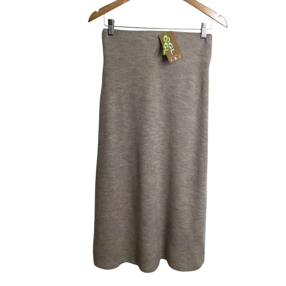 OGL Taupe Eco Conscious Midi Skirt XS Pull On Minimalistic Capsule Knit NWT